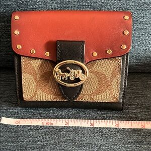 Coach Burnt orange, black and tan Wallet